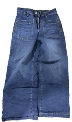 Sidefeel Women’s Wide Leg Jeans High Waisted Strechy Raw Hem Zimbaplatinum Denim Pants