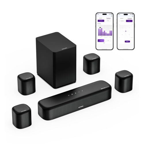 ULTIMEA 7.1ch Sound Bar with Dolby Atmos, Surround Sound System for TV with 4 Surround Speakers, Sound Bar for Smart TV with App Control, Soundbar with Subwoofer for Home Theater, HDMI eARC, Aura A60